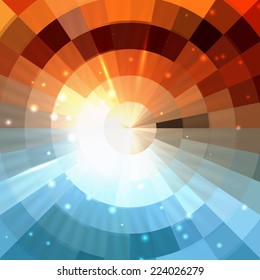 Abstract glass shining concentric mosaic vector background