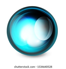 Abstract glass swirl spheres banner. Circle element, web button, technology world concept