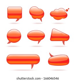 Abstract Glass Vector Red Speech Bubbles Set for your design. Vector illustration.