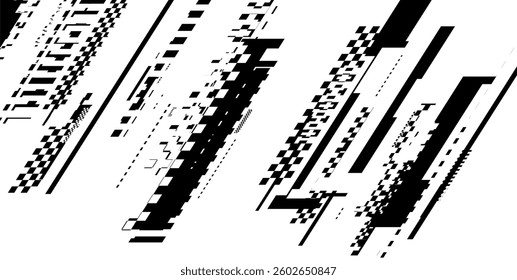 Abstract Glitch Art Black  White Streaks