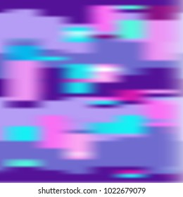 Abstract glitch background with blue, pink, purple spots. Trendy template with vibrant colors, for cover, banner, screen, poster, app or web backdrop, etc. Vector digital illustration eps 10.