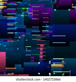 Abstract glitch background with colorful pixel error lines and digital graphic defects
