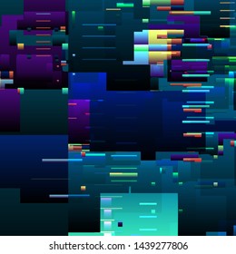 Abstract glitch background with colorful pixel error lines and digital graphic defects