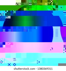 Abstract glitch background. Cyberpunk concept. Vector illustration of a distorted surface. Colorful techno backdrop with aesthetics of vaporwave style of 80's.