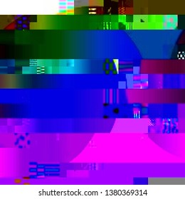 Abstract glitch background. Cyberpunk concept. Vector illustration of a distorted surface. Colorful techno backdrop with aesthetics of vaporwave style of 80's.