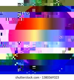 Abstract glitch background. Cyberpunk concept. Vector illustration of a distorted surface. Colorful techno backdrop with aesthetics of vaporwave style of 80's.