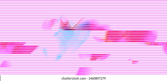 Abstract glitch background. Cyberpunk concept. Colorful techno backdrop with aesthetics of vaporwave style of 80's. The image format is suitable for printing on a mug.