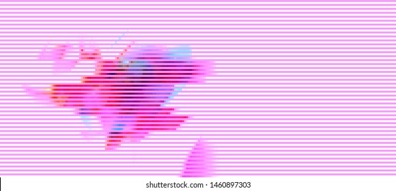 Abstract glitch background. Cyberpunk concept. Colorful techno backdrop with aesthetics of vaporwave style of 80's. The image format is suitable for printing on a mug.