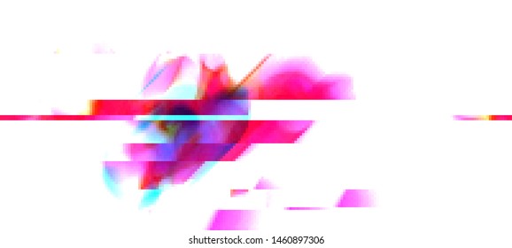 Abstract glitch background. Cyberpunk concept. Colorful techno backdrop with aesthetics of vaporwave style of 80's. The image format is suitable for printing on a mug.