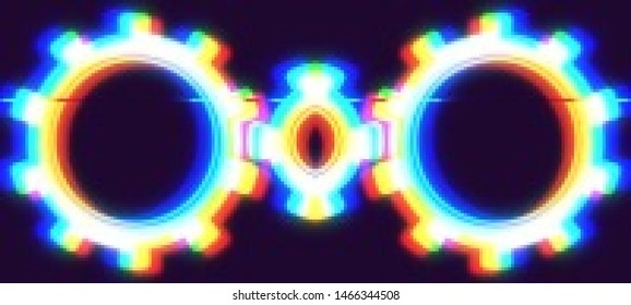 Abstract glitch background. Cyberpunk concept. Colorful techno backdrop with aesthetics of vaporwave style of 80's. The image format is suitable for printing on a mug.