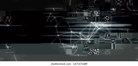 Abstract glitch background. Cyberpunk concept. Colorful techno backdrop with aesthetics of vaporwave style of 80's. The image format is suitable for printing on a mug.