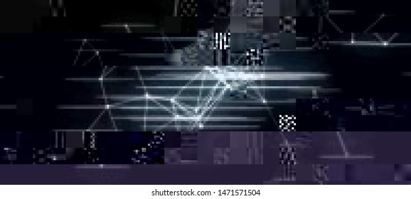 Abstract glitch background. Cyberpunk concept. Colorful techno backdrop with aesthetics of vaporwave style of 80's. The image format is suitable for printing on a mug.