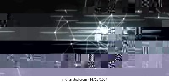 Abstract glitch background. Cyberpunk concept. Colorful techno backdrop with aesthetics of vaporwave style of 80's. The image format is suitable for printing on a mug.