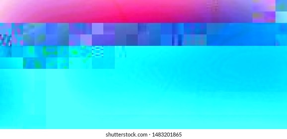 Abstract glitch background. Cyberpunk concept. Colorful techno backdrop with aesthetics of vaporwave style of 80's. Vector illustration. Creative graphic design for poster,brochure,flyer and card.