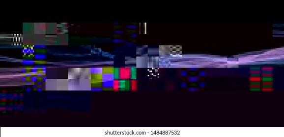 Abstract glitch background. Cyberpunk concept. Colorful techno backdrop with aesthetics of vaporwave style of 80's. The image format is suitable for printing on a mug.