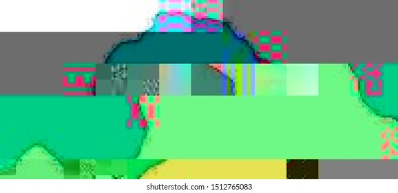 Abstract glitch background. Cyberpunk concept. Colorful techno backdrop with aesthetics of vaporwave style of 80's. Vector illustration. Creative graphic design for poster,brochure,flyer and card.