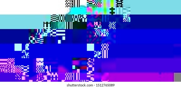 Abstract glitch background. Cyberpunk concept. Colorful techno backdrop with aesthetics of vaporwave style of 80's. Vector illustration. Creative graphic design for poster,brochure,flyer and card.