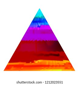 Abstract glitch background in a form of triangle. Vector illustration of a distorted surface. Cyberpunk concept. Colorful techno backdrop in a retro style.
