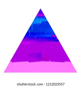 Abstract glitch background in a form of triangle. Vector illustration of a distorted surface. Cyberpunk concept. Colorful techno backdrop in a retro style.
