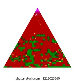 Abstract glitch background in a form of triangle. Vector illustration of a distorted surface. Cyberpunk concept. Colorful techno backdrop in a retro style.