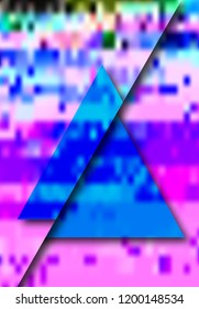 Abstract glitch background in a papercut style. Vector illustration of a distorted surface. Cyberpunk concept. Modern techno backdrop.