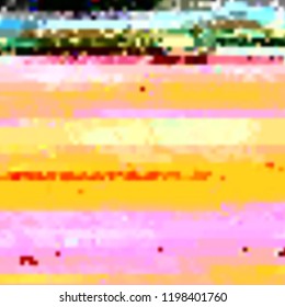 Abstract glitch background. Vector illustration of a distorted surface. Cyberpunk concept. Modern techno backdrop.