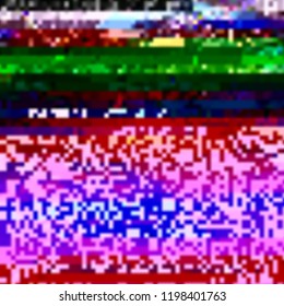 Abstract glitch background. Vector illustration of a distorted surface. Cyberpunk concept. Modern techno backdrop.