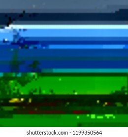 Abstract glitch background. Vector illustration of a distorted surface. Cyberpunk concept. Modern techno backdrop.