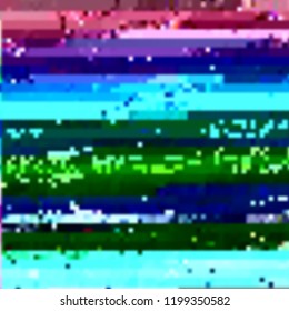 Abstract glitch background. Vector illustration of a distorted surface. Cyberpunk concept. Modern techno backdrop.