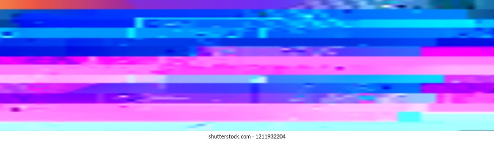 Abstract glitch background. Vector illustration of a distorted surface. Cyberpunk concept. Colorful techno backdrop in a retro style.
