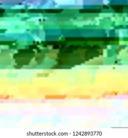 Abstract glitch background. Vector illustration of a distorted surface. Cyberpunk concept. Modern techno backdrop.