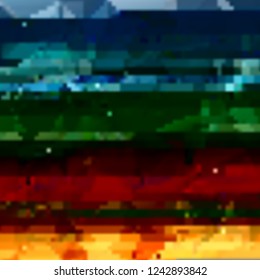 Abstract glitch background. Vector illustration of a distorted surface. Cyberpunk concept. Modern techno backdrop.