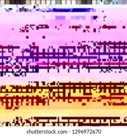 Abstract glitch background. Vector illustration of a distorted surface. Cyberpunk concept. Modern techno backdrop.
