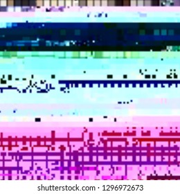 Abstract glitch background. Vector illustration of a distorted surface. Cyberpunk concept. Modern techno backdrop.