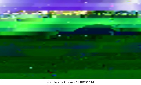 Abstract glitch background. Vector illustration of a distorted surface. Cyberpunk concept. Techno backdrop in a retro futuristic style.