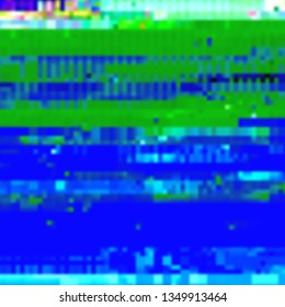 Abstract glitch background. Vector illustration of a distorted surface. Cyberpunk concept. Colorful techno backdrop in a retro style of 80's.