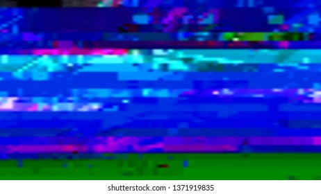 Abstract glitch background. Vector illustration of a distorted surface. Cyberpunk concept. Colorful techno backdrop in a retro style of 80's.
