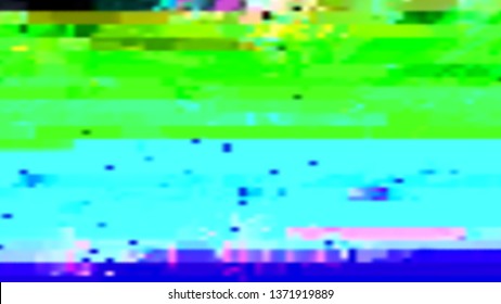 Abstract glitch background. Vector illustration of a distorted surface. Cyberpunk concept. Colorful techno backdrop in a retro style of 80's.