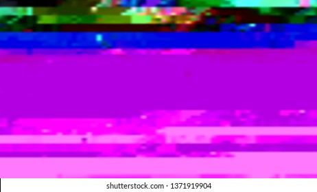 Abstract glitch background. Vector illustration of a distorted surface. Cyberpunk concept. Colorful techno backdrop in a retro style of 80's.