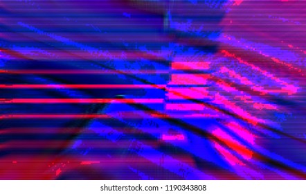 Abstract glitch digital color pixel noise. The background of the damaged television image. Vector illustration.