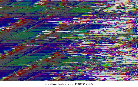 Abstract glitch digital color pixel noise. Background of the damaged television image. Vector illustration.