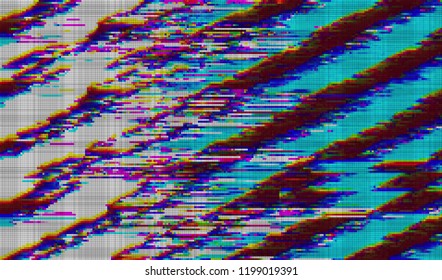 Abstract glitch digital color pixel noise. Background of the damaged television image. Vector illustration.