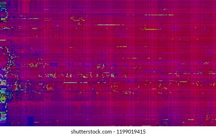 Abstract glitch digital color pixel noise. Background of the damaged television image. Vector illustration.