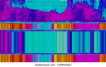 Abstract glitch digital color pixel noise. Background of the damaged television image. Vector illustration.