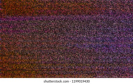 Abstract glitch digital color pixel noise. Background of the damaged television image. Vector illustration.