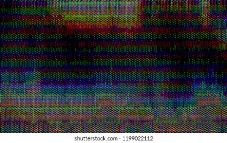 Abstract glitch digital color pixel noise. Background of the damaged television image. Vector illustration.