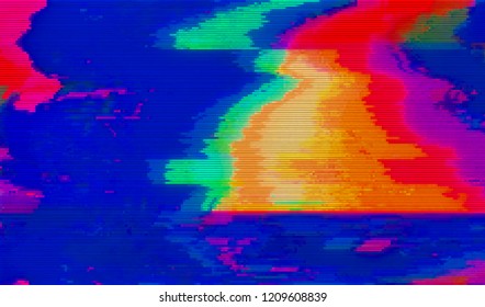 Abstract glitch digital color pixel noise. Background of the damaged television image. Vector illustration.