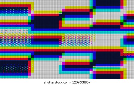 Abstract glitch digital color pixel noise. Background of the damaged television image. Vector illustration.