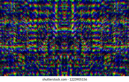 Abstract glitch digital color pixel noise. Background of the damaged television image. Vector illustration.