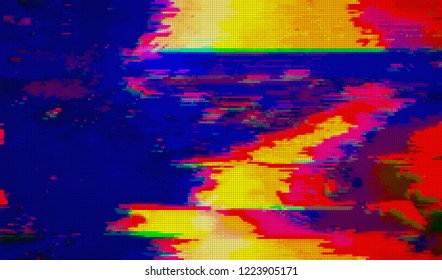 Abstract glitch digital color pixel noise. Background of the damaged television image. Vector illustration.